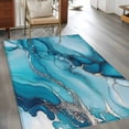 thumbnail image 3 of 3'x5' Area Rugs, Turquoise Marble Indoor Outdoor Area Rug for Living Room Bedroom, Teal Grey Modern Geometric Washable Bathroom Rugs Kitchen Floor Carpet Mats Home Decor Aesthetic, 3 of 8