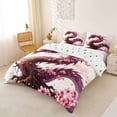 thumbnail image 2 of Metsweet Sakura Dragon Bedding, Japanese Style Cherry Blossom Duvet Cover Full, Purple Pink,3pcs,1 Duvet Cover and 2 Pillowcases, 2 of 5