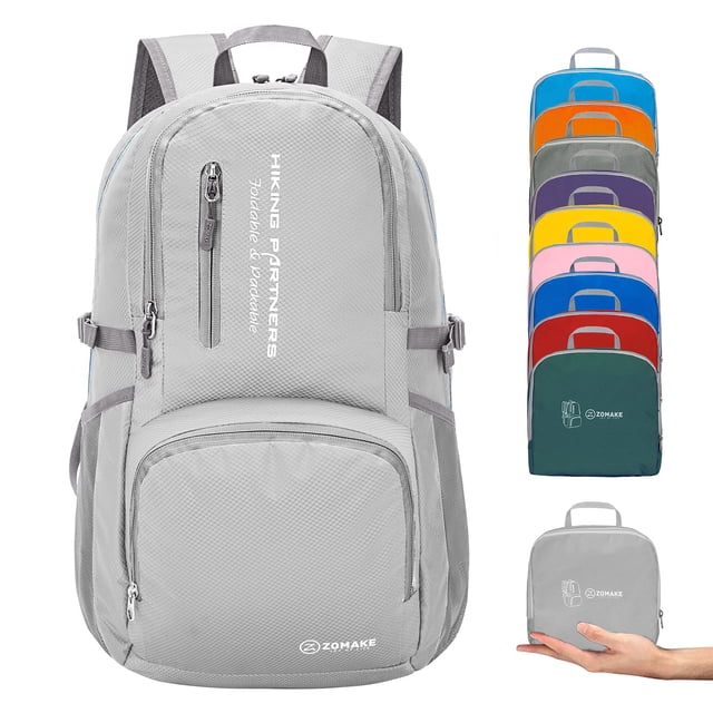 Mochila ZOMAKE ligera y Plegable 35 L resistente al agua gris plateado