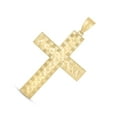 thumbnail image 4 of JewelStop 14K Yellow Gold Finish Diamond Cut/Textured Crisscross Pendant-60mm X 35mm, 4 of 5