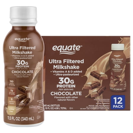 Equate Ultra-Filtered Protein Milkshake, Chocolate, 11.5 fl oz, 12 Count