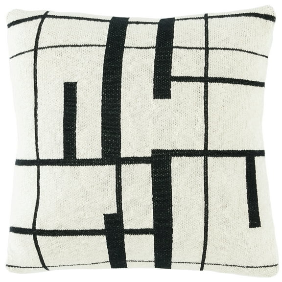SAFAVIEH Azeem 18" x 18" Contemporary Ivory/Black Abstract Cotton Decorative Pillow