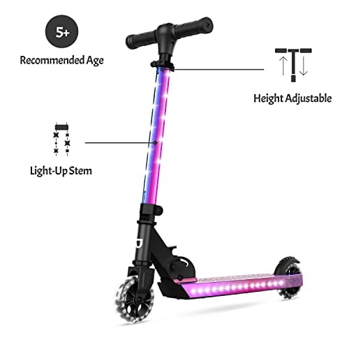 Jetson Scooters Jupiter Kick Scooter Iridescent Collapsible Portable Kids Push Scooter Lightweight Folding Design with High Visibility RGB Light Up LEDs on Stem Wheels and Deck Walmart