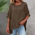 thumbnail image 2 of Zedker Tops for Women Summer Casual Crewneck Batwing Half Sleeve T-Shirts Solid Color Loose Fit Cute Basic Flowy Tops Tees Blouses Brown XXL, 2 of 8