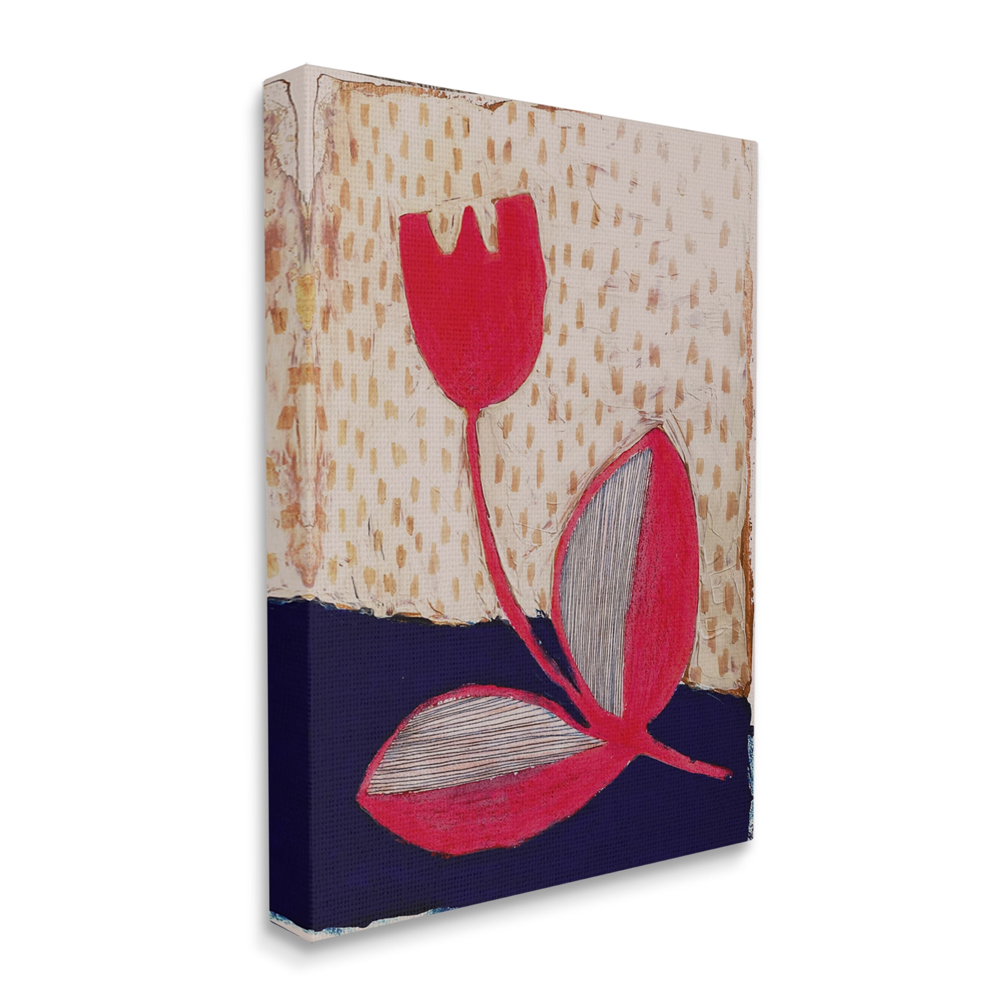 Stupell Industries Red Boho Flower Botanical & Floral Painting Gallery Wrapped Canvas Art Print Wall Art, 24 x 30