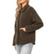 thumbnail image 4 of Chaqueta de piel sintética INSPIRE CHIC para mujer con cuello Peter Pan, abotonada, abrigo cálido y suave de invierno, color marrón, 4 of 6