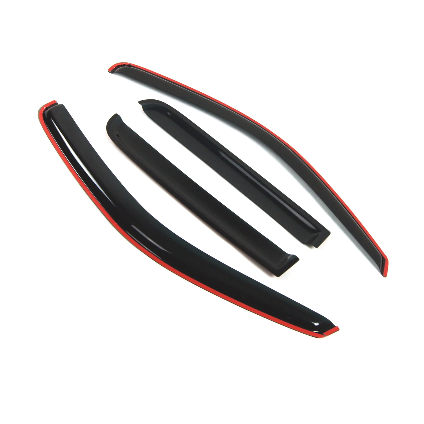 Tuningpros WD2-114i In-Channel Window Visor Deflector Rain Guard Dark Smoke 4 Pcs Set For 2000-2004 Dodge Dakota Quad Cab