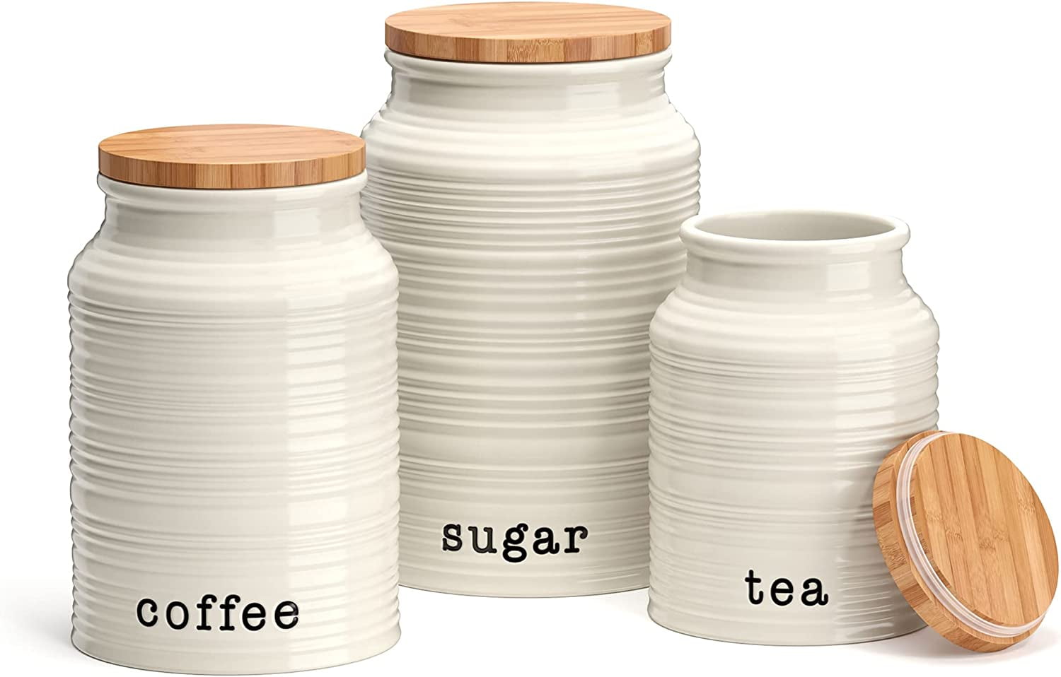 Kitchen Canisters - Flour, Coffee, and Sugar Canisters, Set of 3 - Mocome  Decor