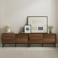 thumbnail image 3 of EYYTHUNG Fluted TV Stand with Sliding Doors, 47" Mid Century Storage Cabinet with Adjustable Shelf, Wooden Media TV Console Entertainment Center, Brown, 3 of 7