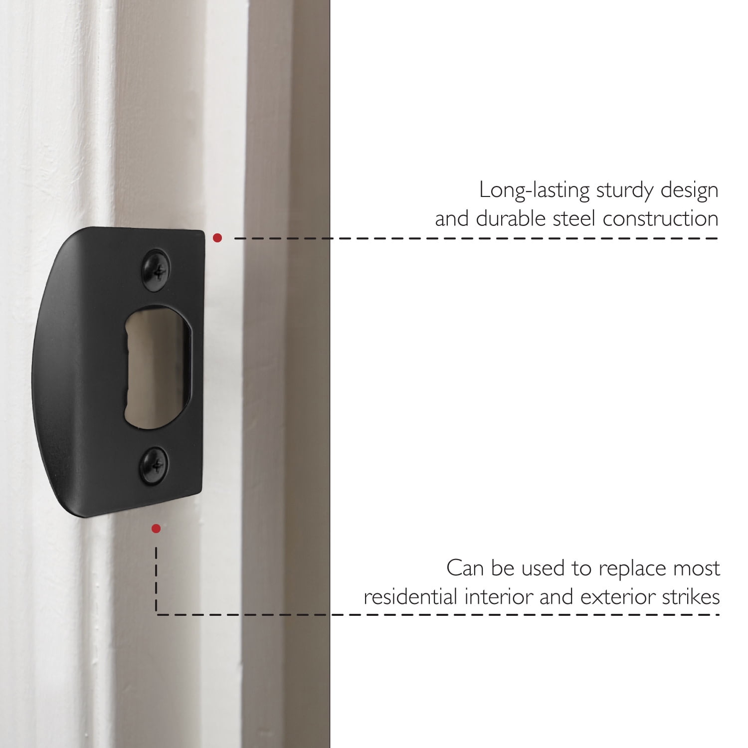 Design House 779348 Full Lip Square Corner Strike Plate Matte Black