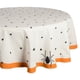 thumbnail image 1 of Mantel de Halloween Redondo de 70 Pulgadas con Estrellas Negras y Araña Espeluznante en Borde Naranja sobre Fondo Natural Blanquecino, Lavable a Máquina para 4 a 6 Personas, 1 of 5