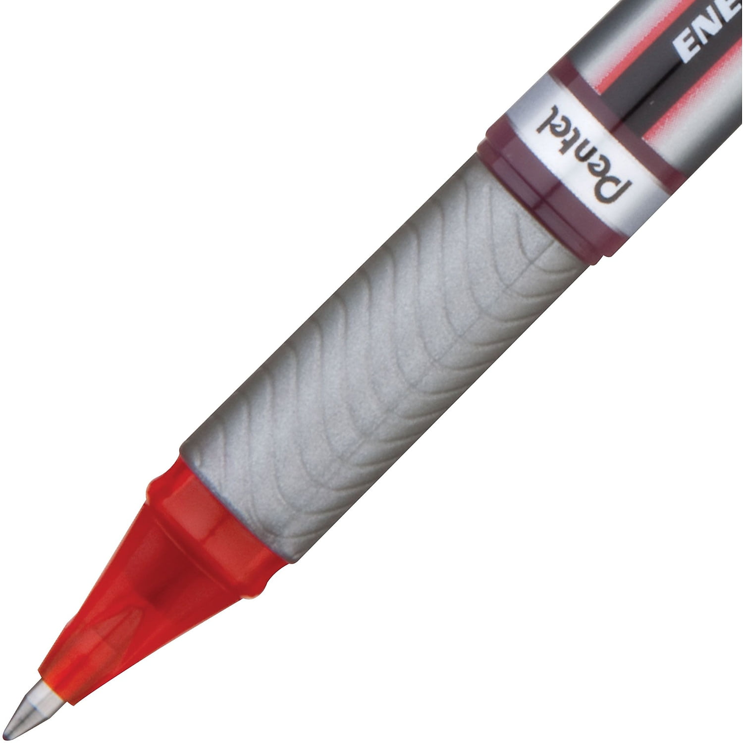 EnerGel NV Stick Gel Pen 0.7 mm Metal Tip, Red Ink/Barrel, Dozen