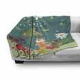 thumbnail image 3 of Fox Soft Flannel Fleece Throw Blanket, Forest Animal with Umbrella Rainbow Clouds Pouring Heart Shapes Fantasy Kids Cartoon, Cozy Plush for Indoor and Outdoor Use, 70" x 90", Multicolor, by Ambesonne, 3 of 6
