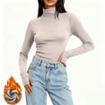 thumbnail image 4 of NominalSnug Womens Fleece Lined Thermal Tops Turtleneck Long Sleeve Shirts Winter Warm Base Layer Top with Thumble Hole, 4 of 8