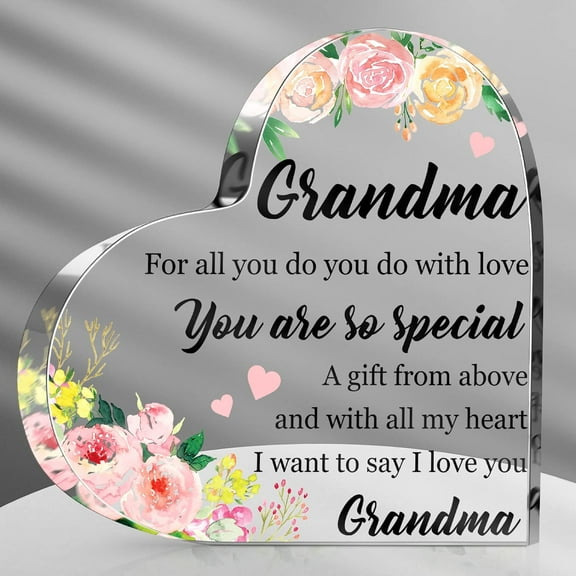 Acrylic Heart Plaque: Thoughtful Mother's Day Gift for Grandma - Best Present for Nana from Grandchildren, Suitable for Valentine's and Birthday
