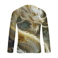 thumbnail image 4 of Zynviq Shirt for Men Long Sleeve Yellow Graphic 3D Dragon Printed Funky T-Shirt Top for Men L, 4 of 5