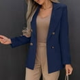thumbnail image 6 of Ashirexll Womens Blazers Dressy Casual Business Attire Solid Color Long Sleeve Cardigan Top Jacket Coat Dark Blue M, 6 of 8