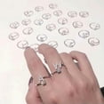 thumbnail image 2 of EOEMY A-Z Initial Letters 925 Silver Micro Zircon Rings Name Rings Adjustable Women-Gold-X, 2 of 9