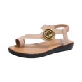 thumbnail image 3 of LTTVQM Women's Sandals Metal Accent Toe Loop Elastic Ankle Strap Low Wedge Casual 2026 Summer Shoes Beige 42(US-9), 3 of 5
