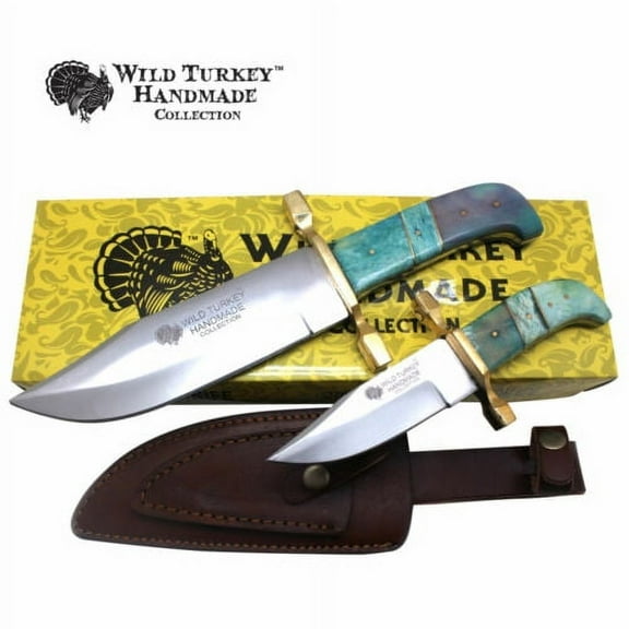 Wild Turkey Handmade Collection 2 Piece Gift Set Bowie Knife w/Leather Sheath ED