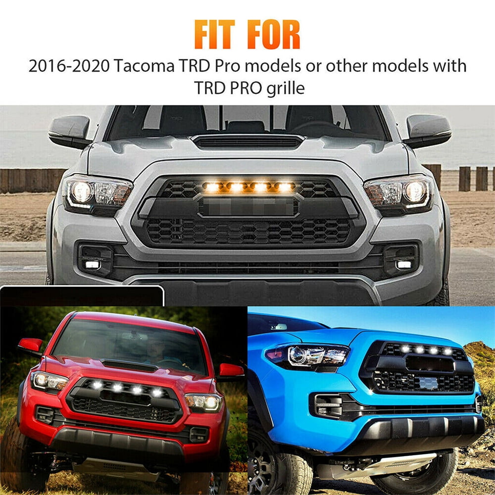 HUSUKU 4PCS 9LED Grille Lights Compatible with 2016-2020 Toyota Tacoma Pro4 ┃ Ellipse Form Yellow Housing Yellow Light