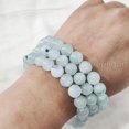 thumbnail image 3 of AAA Aquamarine Beads Bracelet, Natural Aquamarine Bracelet, March Birthstone, Elastic Band, Bangle, Christmas Gift, Unisex Jewelry, Gift for Her, Women Bracelet, Men Bracelet, Spiritual Bracelet, 3 of 9