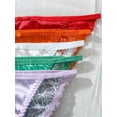 thumbnail image 4 of 5 Pack Women Satin Lace Panties Sexy Underwear Soft G-String Thongs Cheeky Lingerie Bikini Tanga Briefs, 4 of 5