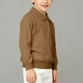 thumbnail image 6 of Cotton Sweaters Girls Boys Comfy Knit Collared Long Sleeve Tops Po-los Solid Casual Spring Fall School Uniform (3 Years, Brown), 6 of 6
