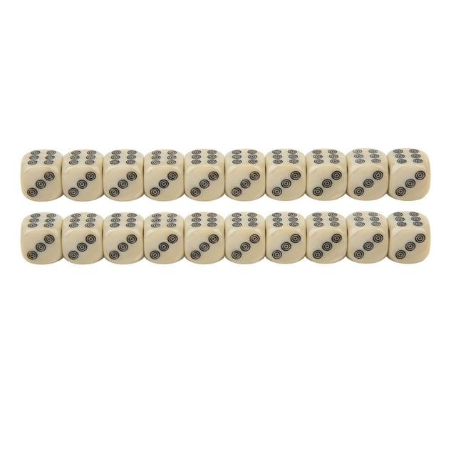 20 dados de seis caras de 16 mm con puntos circulares de grano perlado blanco para juegos de mesa y enseñanza de matemáticas.