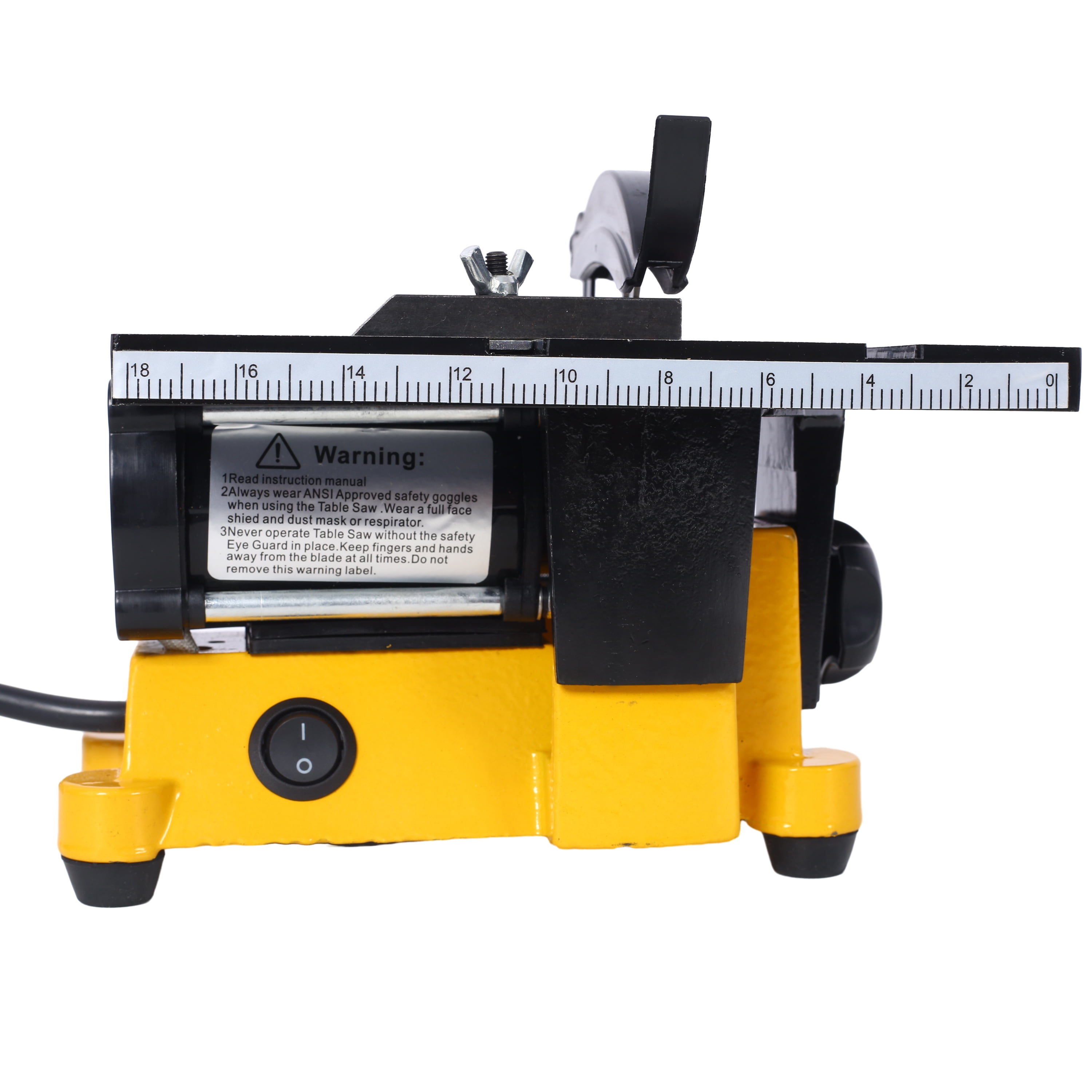 4 Inch Mini Table Saw 90W Multifunctional Desktop Cut Off Miter Saw 4500RPM 3Blades 5/8 Inch Max Depth Metal Wood Glass Stone Cutting DIY Hobbyist Model Maker Precision Compact Portable Steel Frame