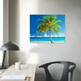 thumbnail image 3 of COMIO  Wall Art Canvas Painting Palms and Beach A Beach With Palm Trees on White Beaches and Blue Oceans Picture Poster Print Framed and Stretched Ready to Hang for Living Room Bedroom, 3 of 4