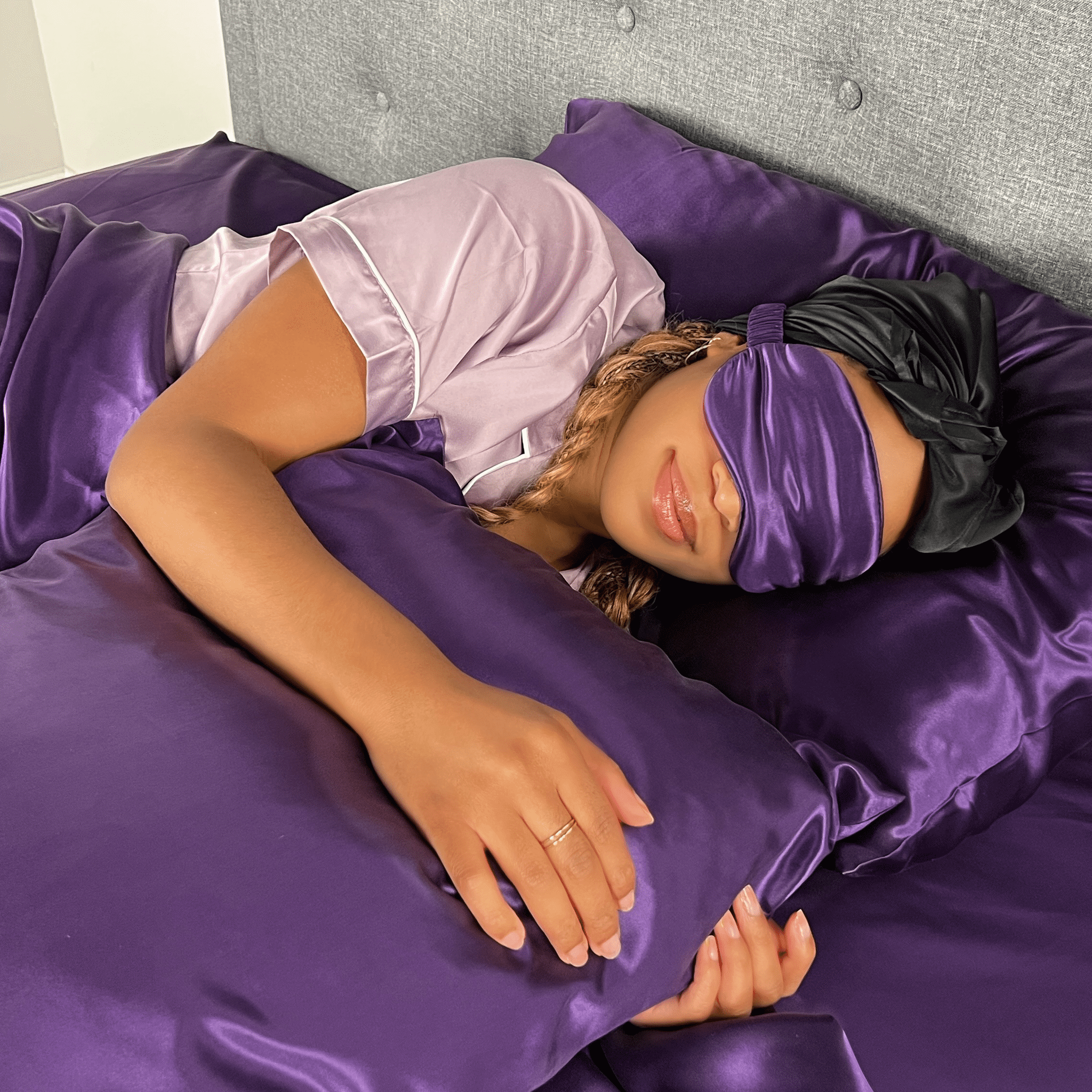 Mulberry Park - 100% Pure 22 Momme Silk Sleep Eye Mask - Luxurious, Smooth and Ultra Soft Comfortable Sleeping Mask with Silk Covered Strap, Blocks Light for Deep, Full Night's Sleep - Plum