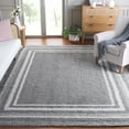 thumbnail image 2 of SAFAVIEH Border & Stripe Hyram Bordered Shag Area Rug, Grey/Ivory, 9' x 12', 2 of 8