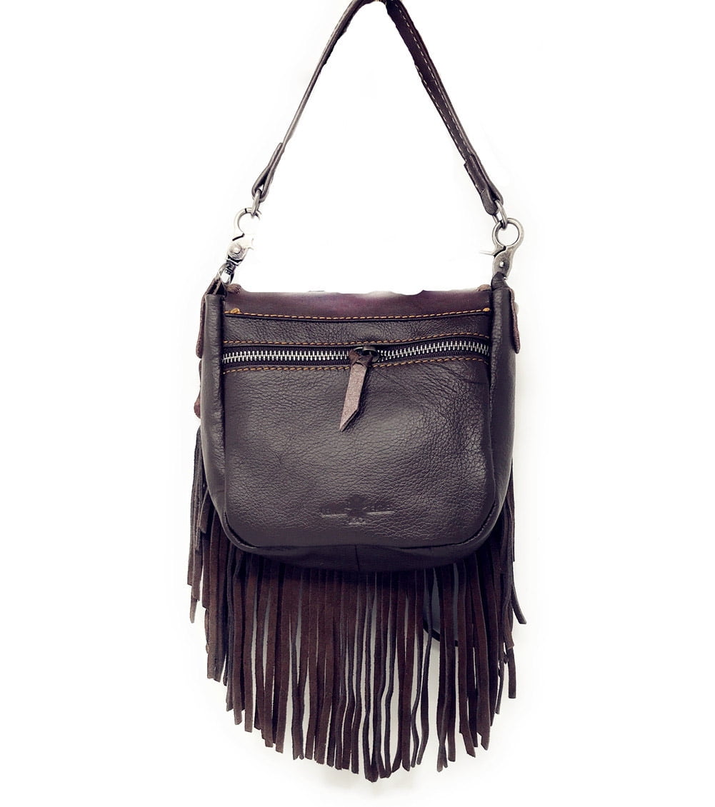 Western Leather Travel Suede Bags with Fringe