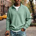 thumbnail image 2 of Dresfit Mock Neck Sweatshirt for Men Waffle Long Sleeve Shirts Fall Collared Quarter Zip Pullover Loose Fit Oversized Knit Sweatshirts M, 2 of 8