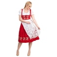 thumbnail image 5 of Dirndl Trachten Haus 3 Piece Long German Oktoberfest Dirndl Cotton Dress for Womens and Girls - Red, 5 of 12