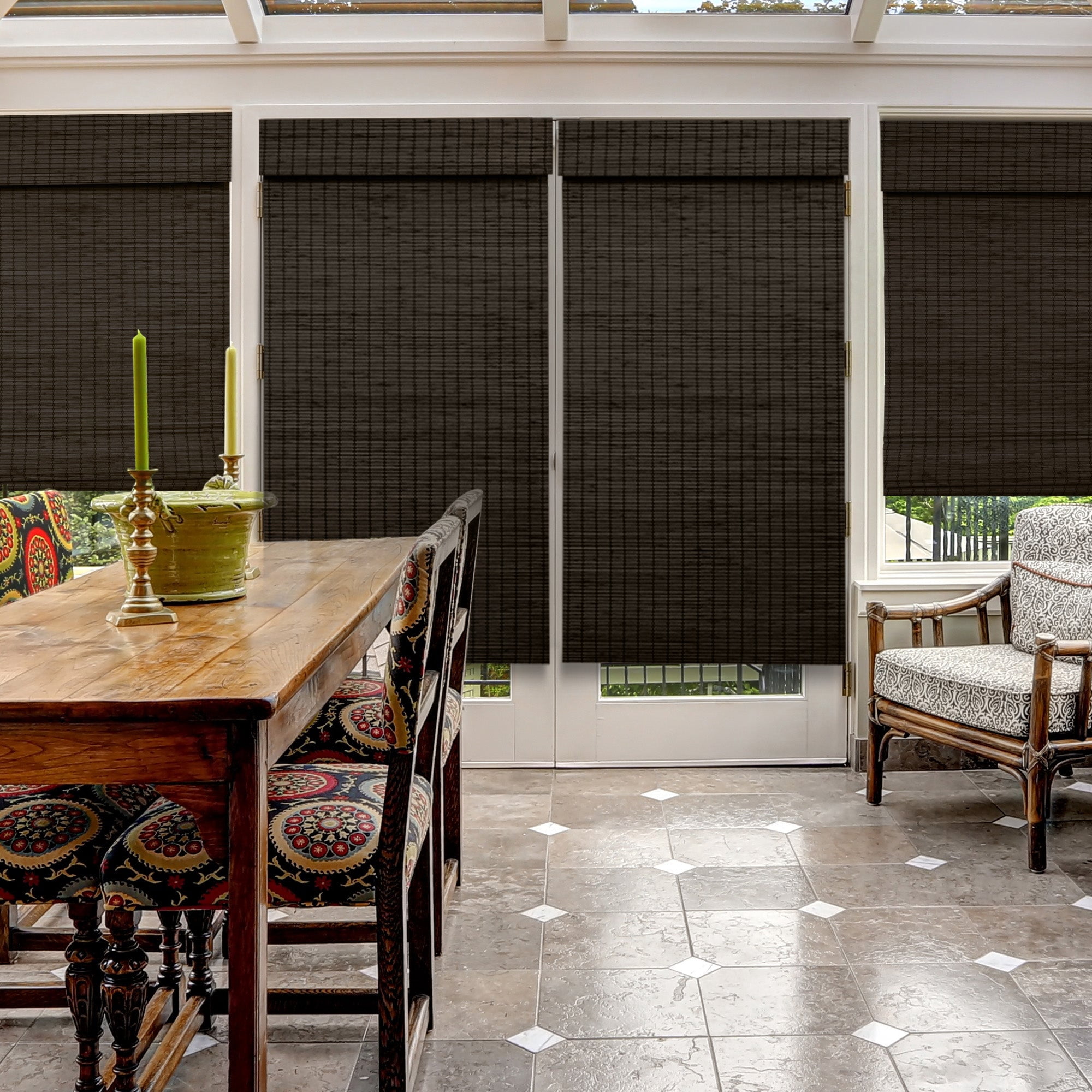 Natural Woven Light Filtering Cordless Bamboo Roman Shades for Windows, 28.5 in. W x 48 in. L, Onyx