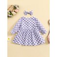 thumbnail image 3 of Bagilaanoe Toddler Baby Girl Plaid Dress Long Sleeve A-line Button-Down Dresses + Hairpin 6M 12M 18M 24M 3T 4T Casual Swing Tunic Tops, 3 of 9