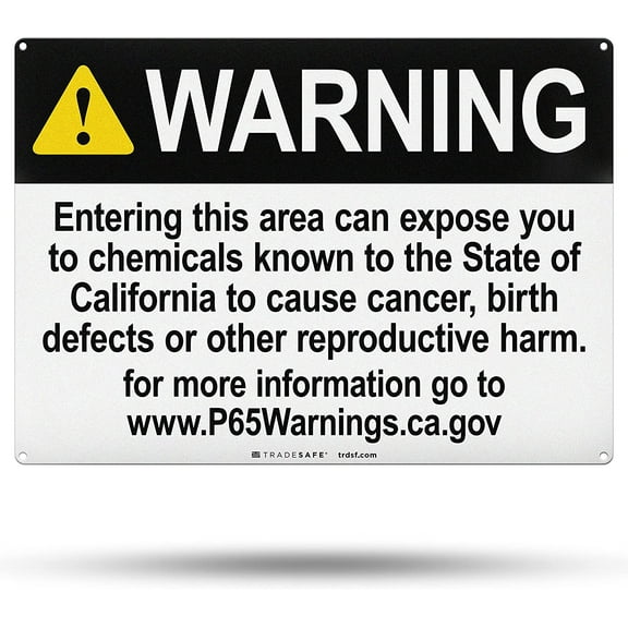TRADESAFE Prop 65 Cancer and Reproductive Harm Warning Signs, 14” x 10”, 40 Mil Aluminum Wall Safety Sign