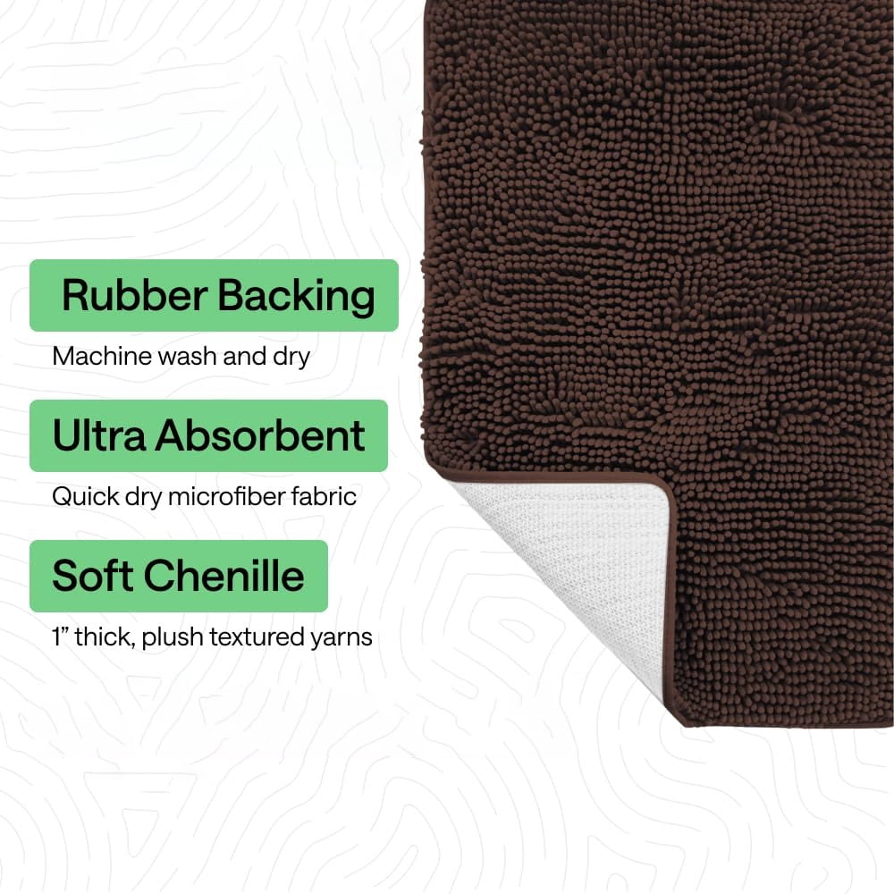 Bath Rug Mat, Thick Soft Absorbent Chenille, Quick Dry Microfiber Mats, Rubber Backing Washable Shower Floor Rugs, US Designed Bathroom Halloween Home Decor Accessories