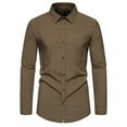 thumbnail image 2 of Dress Shirts for Men Slim Fit Solid Color Lapel Collar Long Sleeve Stretch Button down Business Formal Shirt Lightweight Comfy Fall Clothes, 2 of 4