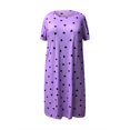 thumbnail image 4 of Chemises de Nuit pour Femmes Grande Taille Robe de Nuit Décontractée pour Femmes Grande Taille Imprimé Cœur Manches Courtes Col Rond Extensibilité Moyenne Nuisette Ample TTG, 4 of 5
