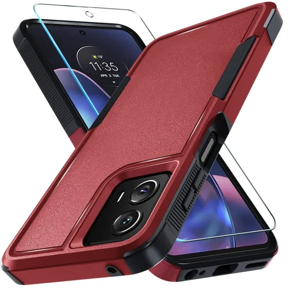 Starshop Motorola G 5G 2024 Case Phone Cover Shockproof Case With Glass Screen - Red