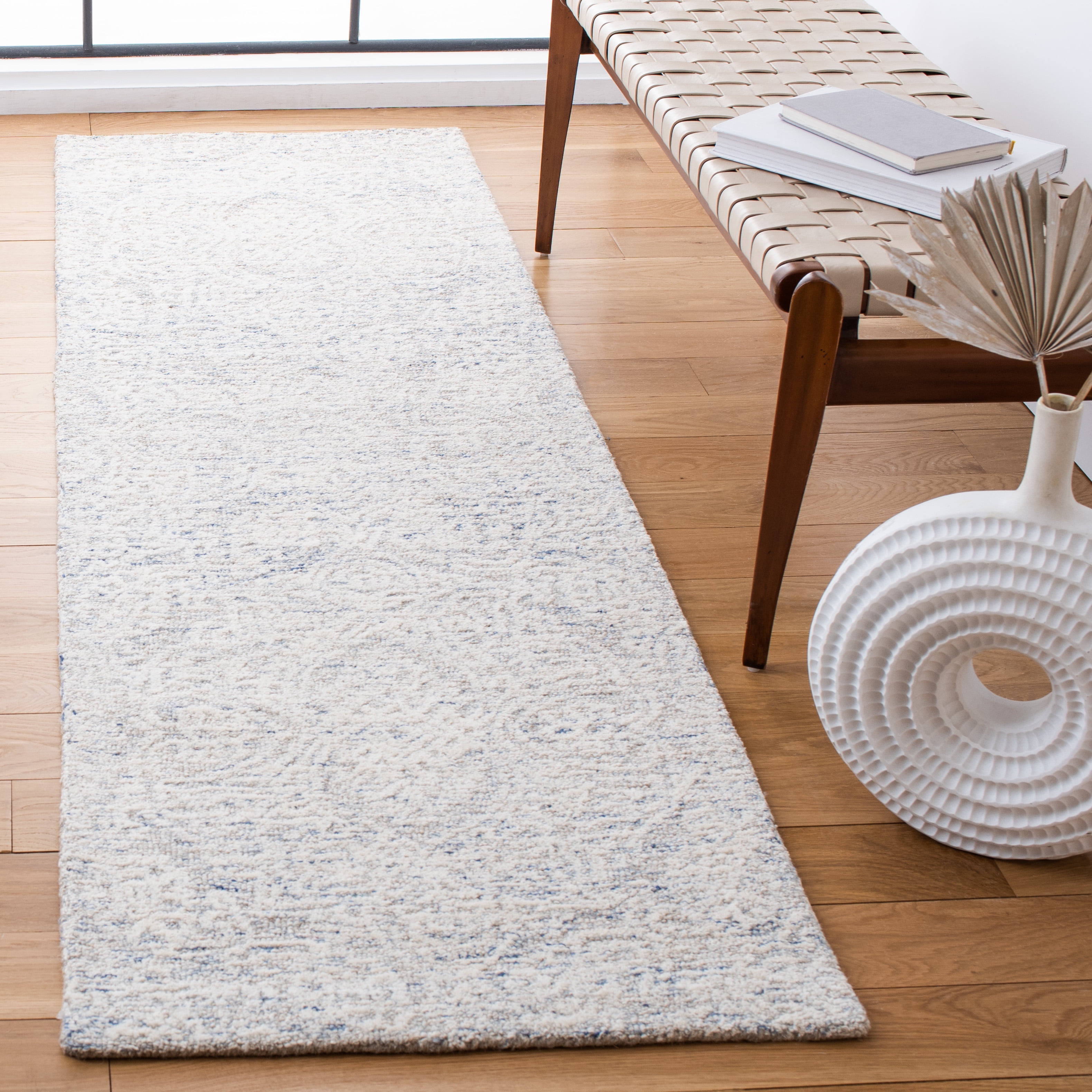 SAFAVIEH Metro Aditi Medallion Runner Rug, Light Blue/Ivory, 2'3" x 8'