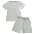 thumbnail image 5 of Ymyiu Boy Summer Clothes Toddler Baby Boy Summer Clothes Short Sleeve T-Shirt Elastic Waist Shorts Set 2 Piece Outfit 3-6 Months (Light Green,3-6 Months), 5 of 9