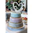 thumbnail image 4 of Double Open Heart Cake Topper Silver and White Wedding decor decoration centerpiece, 4 of 5