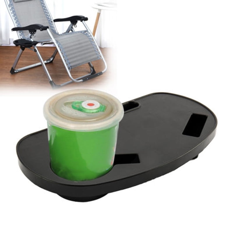 Librao Clip On Chairs Side Table Easy-Slide Phone Snack Tray Cup Mug Water Bottle Holder for Outdoor Gravity Lounger Reclining