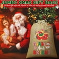 thumbnail image 5 of 3PCS Large Burlap Christmas Drawstring Gift Bags with Tags, 18x24in Linen Christmas Gifts Bags, Big Holiday Gift Bag Reusable Gifts Wrapping Bag Jute Santa Sack for Xmas Present Party Favors, 5 of 6