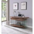 thumbnail image 2 of Milan 53.2" 2-drawer Wood and Glass Rotatable Desk in Walnut/Clear, 2 of 13