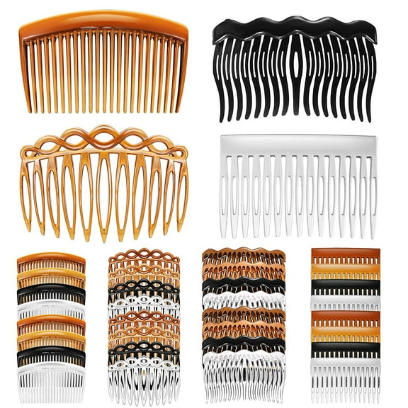 32 Pieces French Hair Side Combs Set Plastic Twist Comb with Hair Clip Combs Accessories Bridal Wedding Veil Comb for Girls Women (15/17/17/23)
